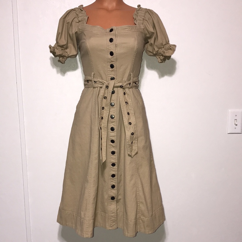 MARISSA WEBB CHARLIZE CANVAS DRESS OFF THE SHOULDER SANDSHELL SIZE 0 - Picture 4 of 8